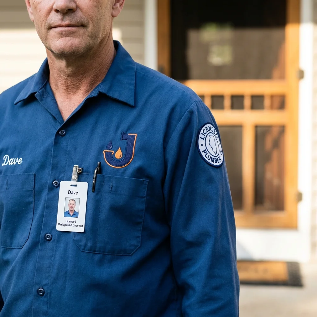 Licensed plumber showing ID badge in Wheelersburg, OH
