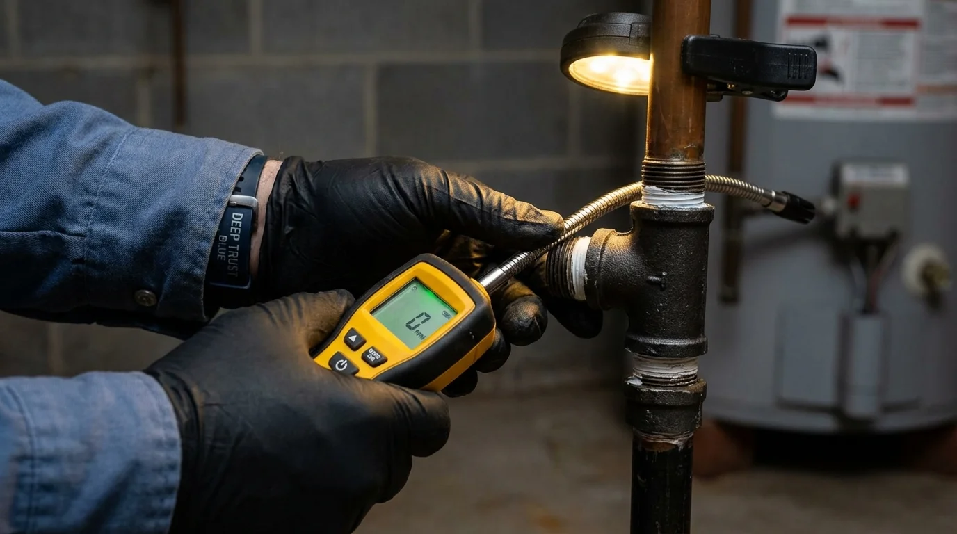 Gas leak detection with electronic sniffer by Johns Plumbing LLC in Wheelersburg