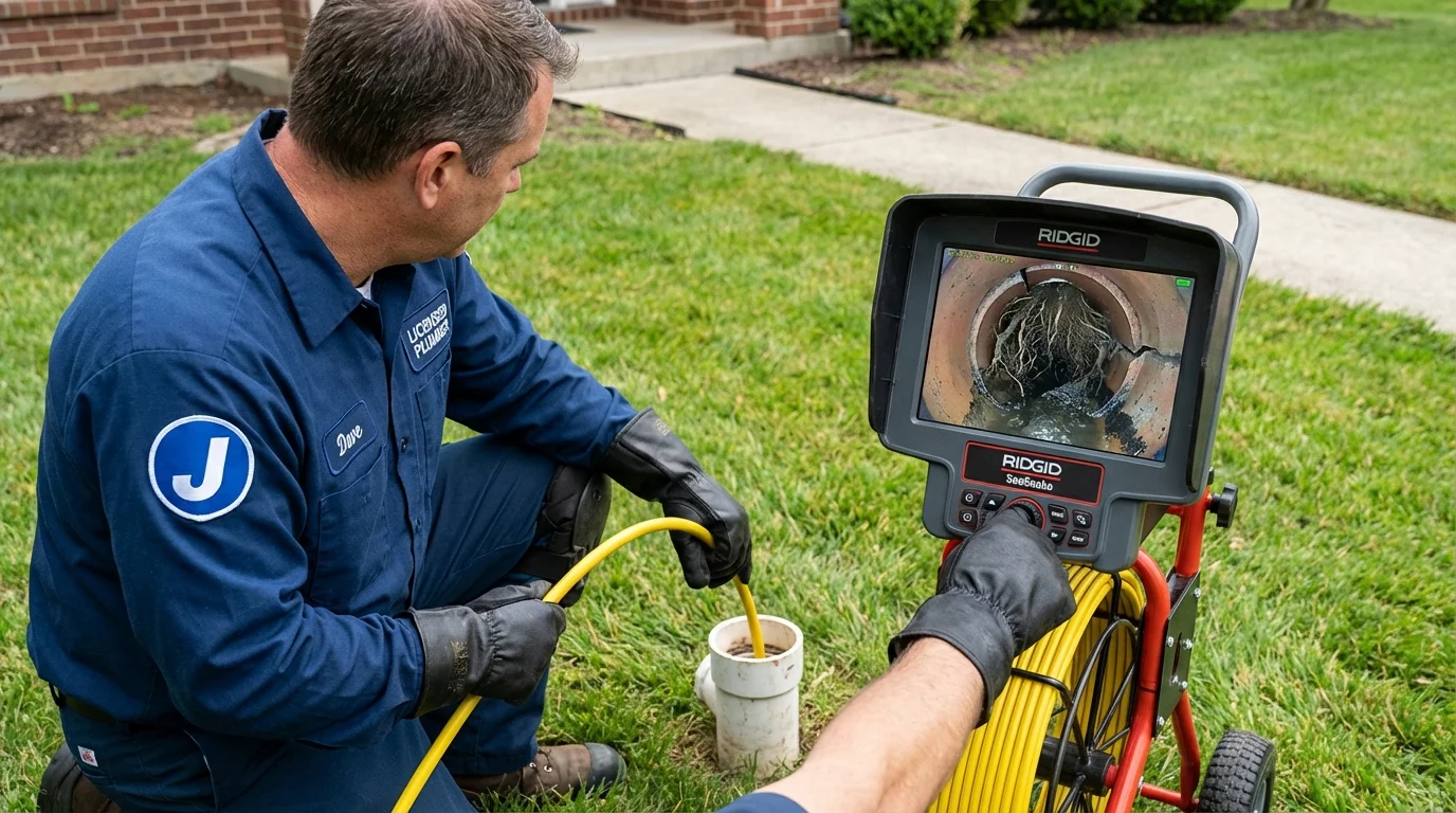 Sewer camera inspection being performed by Johns Plumbing LLC in Wheelersburg