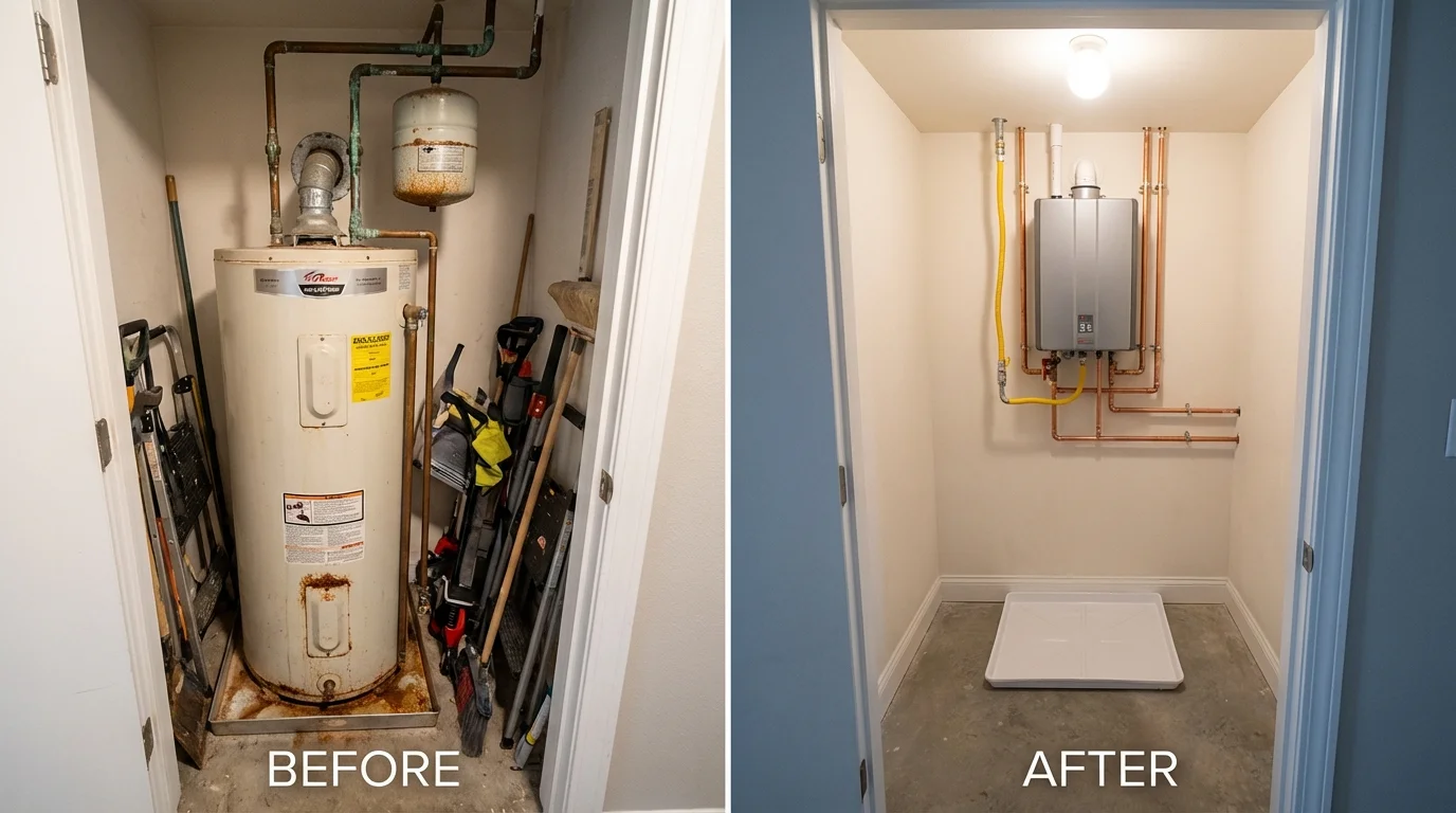 Tank water heater versus wall-mounted tankless unit comparison for Wheelersburg, OH homeowners