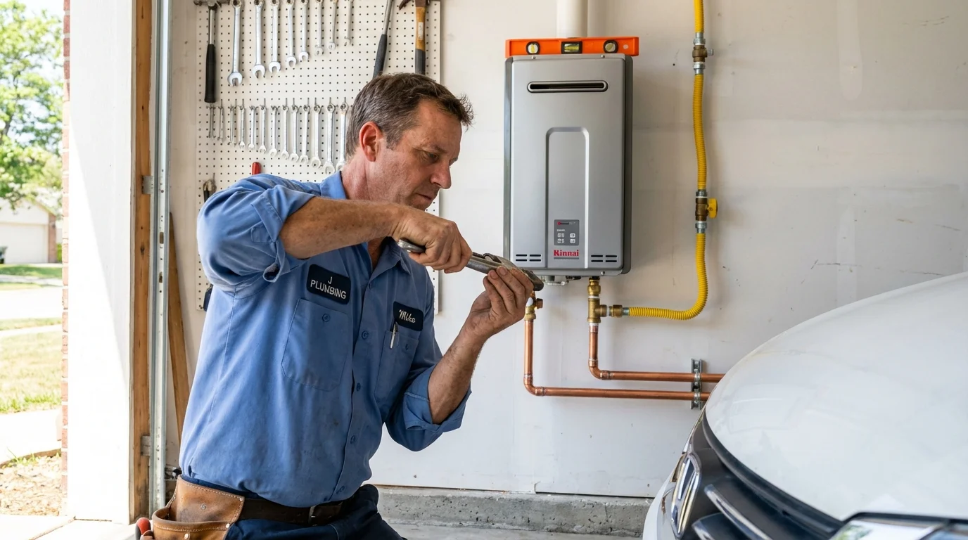 Tankless water heater installation by a Johns Plumbing LLC plumber in Wheelersburg